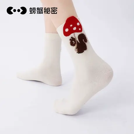 螃蟹秘密袜子女中筒袜堆堆袜春夏可爱百搭透气非纯棉袜长筒袜4双商品大图