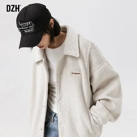 男士毛呢刺绣外套男潮高级感超火情侣装2023年新款春秋季翻领夹克商品大图