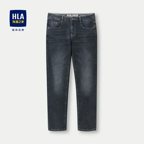 HLA/海澜之家合体直筒牛仔裤2023秋季新休闲五袋款微弹猫须裤子男商品大图