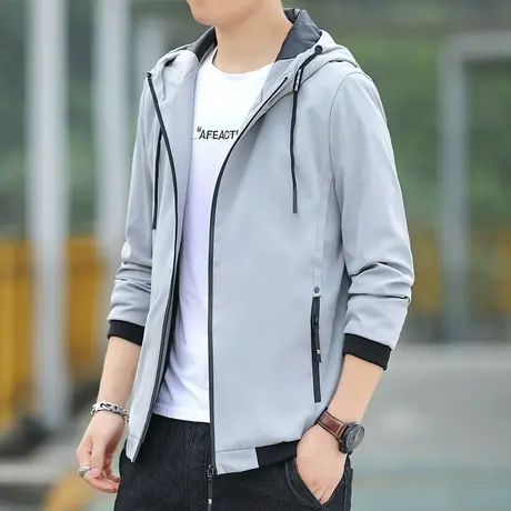春秋季外套男士连帽夹克韩版潮流外穿褂子男装时尚百搭薄款防风衣商品大图