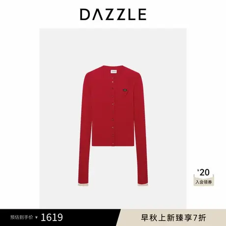 DAZZLE 地素奥莱毛衣冬季深红色羊毛羊绒混纺针织长袖开衫针织衫图片