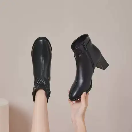 戈美其侧拉链二棉鞋正品气质优雅时装靴子秋冬英伦风加绒瘦瘦靴子图片
