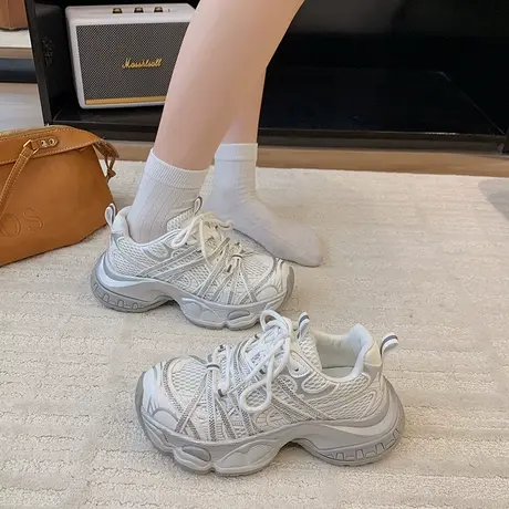 网面透气厚底老爹鞋女2025年秋季新款休闲百搭运动鞋气质增高鞋子商品大图