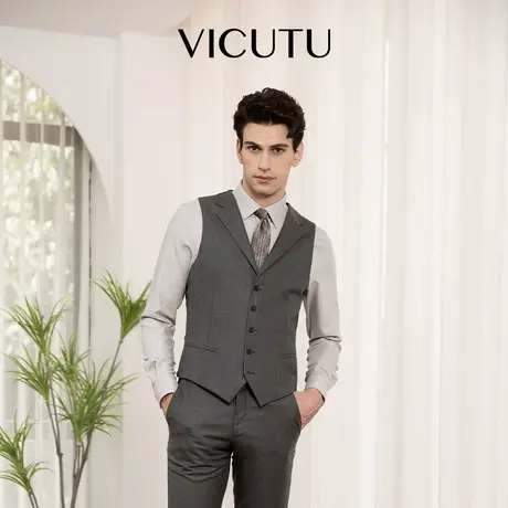 VICUTU威可多西服马甲男秋季新款纯羊毛商务休闲西装马夹商品大图