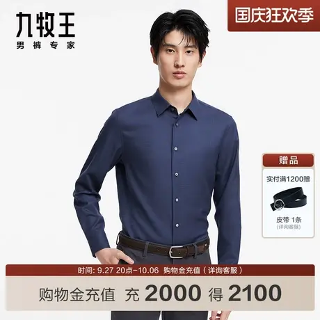 [商场同款]九牧王男装JC3C71217休闲长袖衬衫23秋新款羊毛衬衣SN商品大图