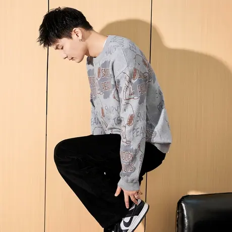 唐狮冬季新款男毛衣史努比提花满印针织衫上衣男款毛衫青少年TE图片