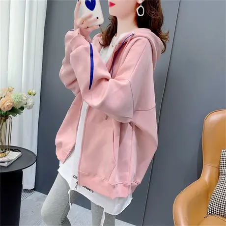 宽松慵懒风连帽卫衣开衫女秋季2022年新款韩版百搭休闲上衣外套潮商品大图