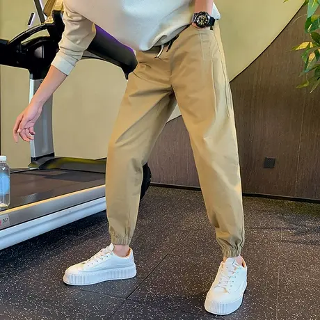 工装裤男春秋季纯色潮牌小众简约束脚休闲运动裤轻熟宽松哈伦卫裤商品大图