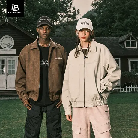 LilbetterPU皮棉服男款冬季情侣装翻领夹克美拉德外套保暖棉袄潮商品大图
