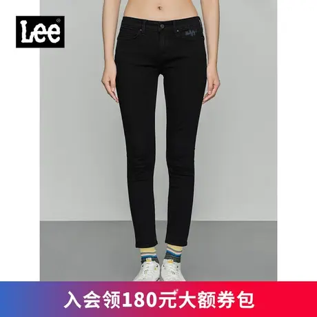 Lee商场同款400紧身中腰窄脚优形丹宁黑色女牛仔裤休闲LWB2004001图片