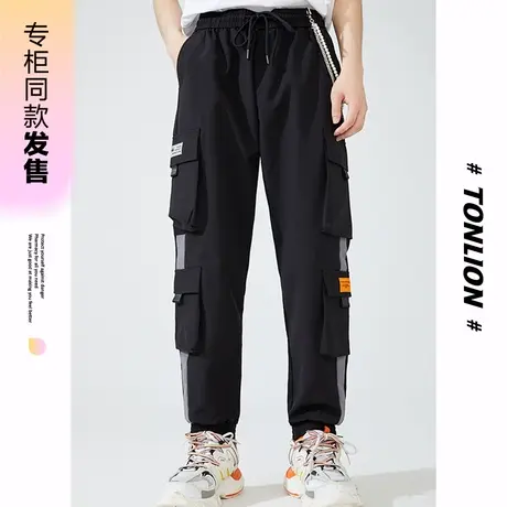 [商场同款]唐狮春秋季休闲长裤男工装多口袋拼接束脚裤休闲时尚图片