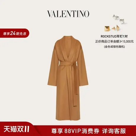 【新品】华伦天奴VALENTINO女士COMPACT DRAP长款羊毛和羊绒大衣图片