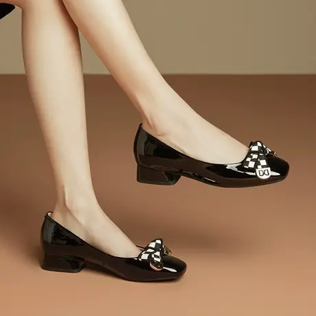 本命年高级红单鞋女低跟春季女鞋里外真皮透气舒适软皮软底不磨脚商品大图