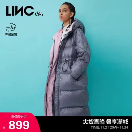LINCCHIC金羽杰羽绒服女撞色收腰长款羽绒服女冬季Y21804489Y商品大图