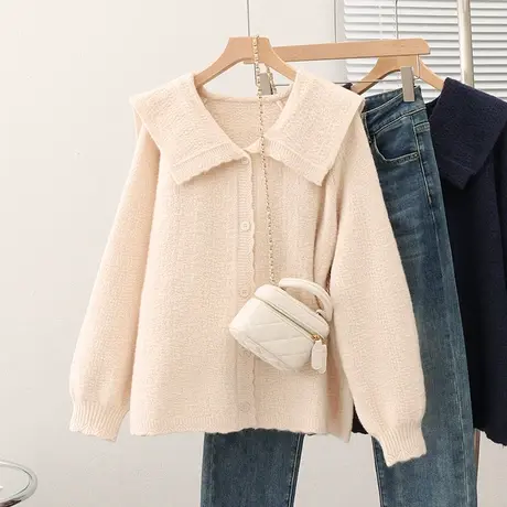23083韩版女士开衫毛衣外套上衣宽松长袖针织衫百搭衫慵懒风女商品大图
