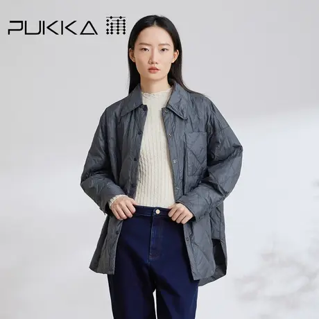 蒲PUKKA 轻薄羽绒服女原创设计秋冬款白鸭绒衬衫领外套商品大图