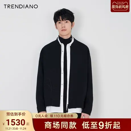 TRENDIANO经典系列紫荆花刺绣雅致呢料夹克外套潮2023新款秋季商品大图