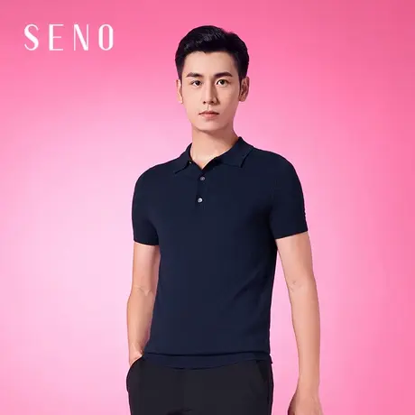 seno男士POLO衫商务休闲修身套头翻领韩版潮流青年短袖白色polo衫商品大图