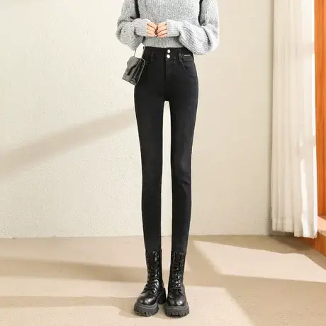 时尚气质修身牛仔长裤图片