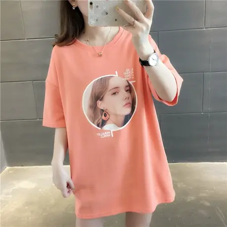 中长款短袖t恤女夏季衣服2023夏装新款宽松韩版半袖打底体恤上衣图片