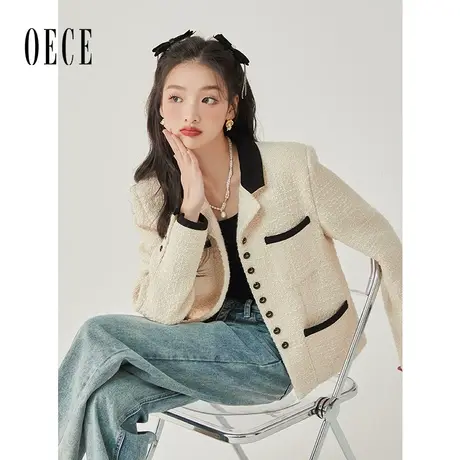 Oece高级感小香风外套秋季新款女装早秋奶系穿搭女士小西装商品大图