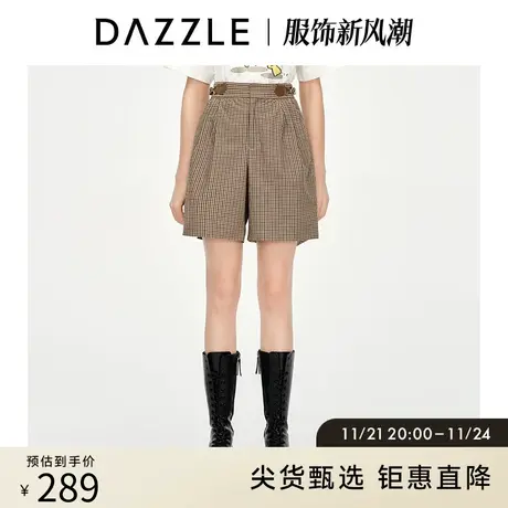 DAZZLE地素奥莱 金属皮袢格纹百慕大休闲裤中裤女2D1Q2023N图片