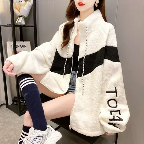 卫衣女秋冬季韩版宽松bf慵懒风加绒加厚百搭森系ins羊羔毛外套潮图片