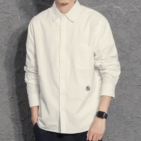 日系简约衬衫男长袖韩版潮流休闲衬衣薄款帅气外套痞帅百搭上衣潮图片