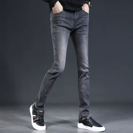 灰色牛仔裤男2023新款潮牌修身小脚男士春秋款弹力休闲潮流裤子男商品大图
