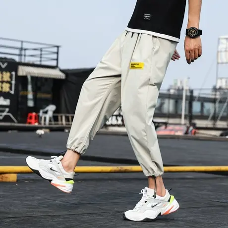 春夏季薄款男士韩版运动休闲裤子潮流宽松直筒束脚九分裤潮牌百搭商品大图