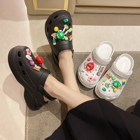 包头半拖鞋女外穿厚底增高可爱卡通时尚防滑夏季凉鞋洞洞鞋ins潮商品大图
