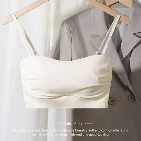 抹胸内衣女大胸显小防走光聚拢裹胸夏季薄款美背吊带文胸一体背心商品大图