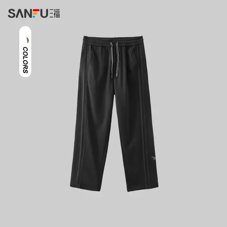三福2023冬季男士侧边拼梭织条休闲裤 户外宽松长裤男479627商品大图