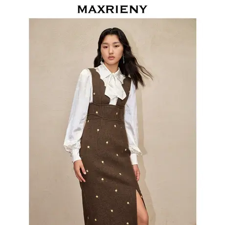 [3件8折]MAXRIENY华丽复古衬衫修身上衣24年冬高级气质感商品大图