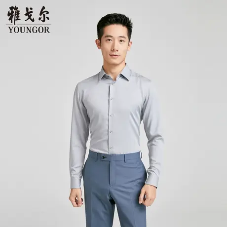 雅戈尔 商场同款男灰色素色TR长袖衬衫YLTR150675DJC商品大图
