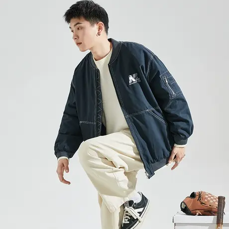 唐狮2023新款棉衣男士飞行员夹克牛仔风格加厚外套上衣服潮牌1.18图片