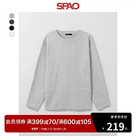 SPAO韩国同款2024年春季新款男士休闲圆领纯色套头毛衣SPKWE12M01商品大图