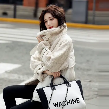 短款棉服外套女装2020冬季新款气质韩版休闲简约纯色立领保暖棉衣图片