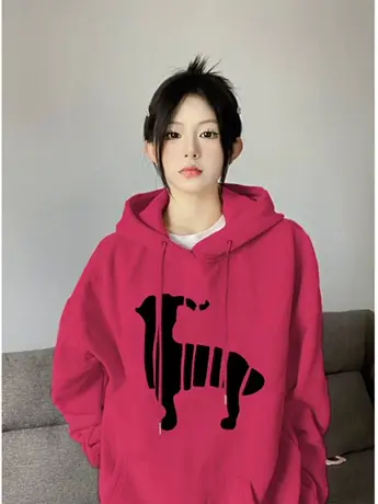 连帽卫衣女春秋2024新款宽松美式复古慵懒风潮牌oversize外套上衣图片