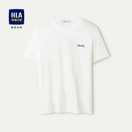 HLA/海澜之家圆领短袖t恤2024春夏新款丝光棉高周波提花短t男图片