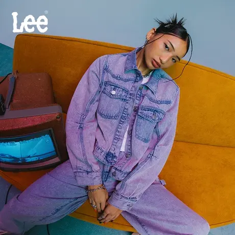 Lee商场同款24春季新品舒适粉紫色女牛仔夹克外套潮LWT007671101图片
