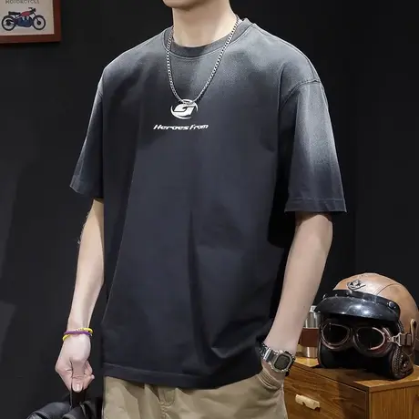 2024新款衣服男款圆领大码男装体恤图片