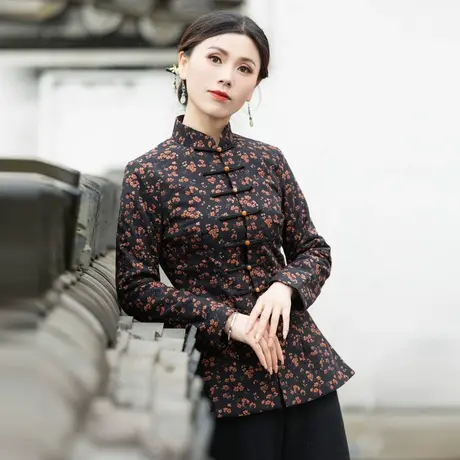 筠雅冬季新款唐装上衣女中国风中式改良旗袍复古中式女装 23J625商品大图