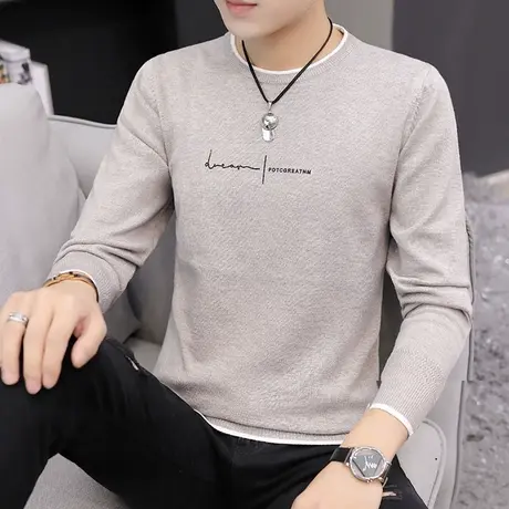 春秋季男士长袖T恤加绒加厚衣服潮流保暖打底衫秋衣内搭冬装上衣商品大图
