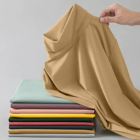 莫代尔长袖t恤男装2023新款秋季潮流半高领秋衣服纯色内搭打底衫商品大图