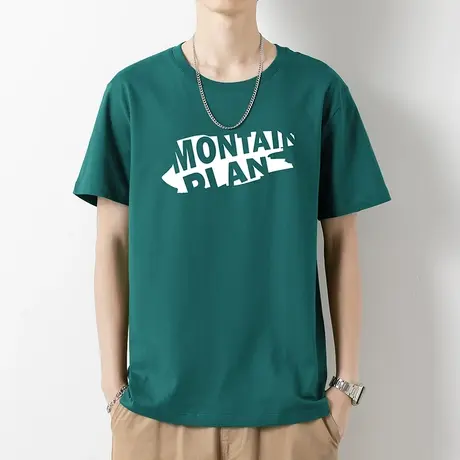重磅纯棉短袖t恤男装夏季宽松圆领上衣服打底衫潮牌印花全棉体恤商品大图
