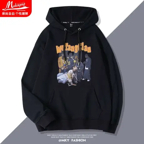 美式hiphop卫衣男春秋连帽vintage复古街头嘻哈潮牌宽松长袖外套商品大图