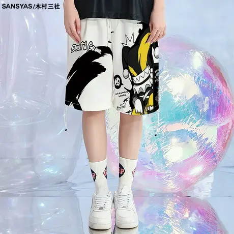 木村三社xDevilClown小丑夏季薄款运动短裤潮牌速干休闲5分短裤男图片