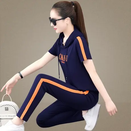 休闲运动服套装女春夏季新款洋气中年妈妈短袖长裤薄款天丝两件套图片