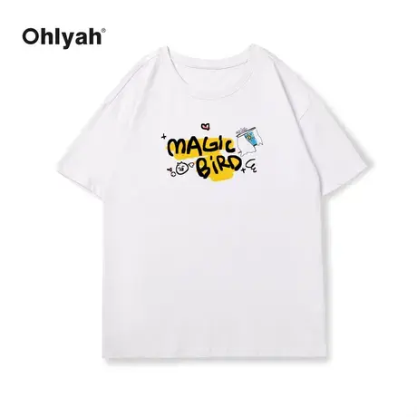Ohlyah趣味MAGlc字母印花短袖t恤男女自制潮牌ins港风夏oversize图片